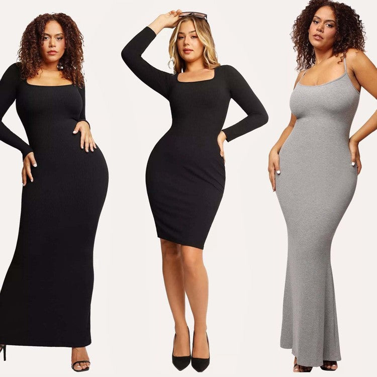 Shaper Dress for Women Mini Maxi Summer Dress Built in Shapewear Bra 8 in 1 Bodycon 2024 Casual Slip Dresses