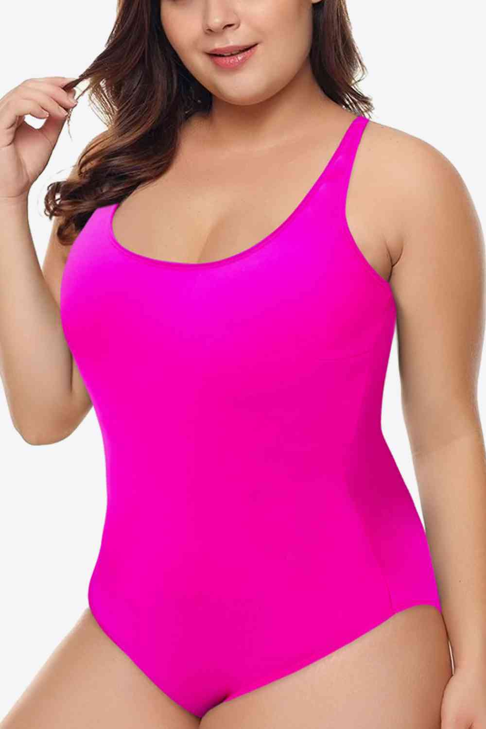 Women’s Pretty in Pink Plus Size Scoop Neck Sleeveless One-Piece Swimsuit